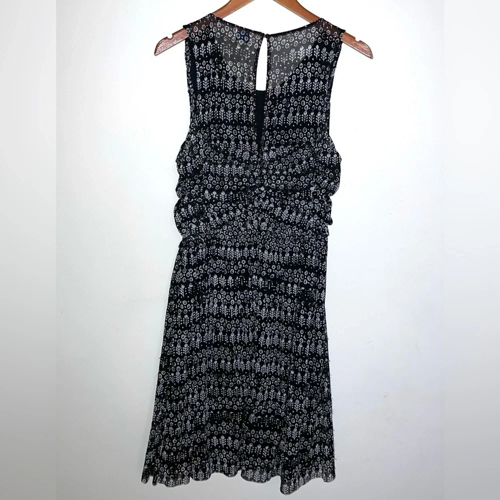Anthropologie Postage Stamp Sleeveless Ruffled Keyhole Back Dress Sz L